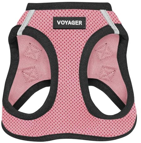Voyager Step-In Air Hundegeschirr by Best Pet Supplies - All Weather Mesh Step in Vest Harness für kleine und mittlere Hunde, Rosa / Schwarzer Rand, size XS - Brust 33-37 cm