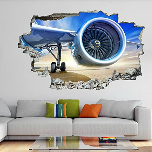 Jet Engine Airplane 3D Wall Art Sticker Mural Decal Poster Kids Room Decor