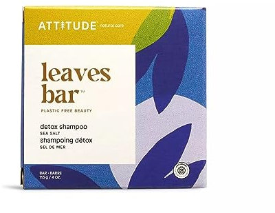 ATTITUDE Detox Shampoo Bar, Natural Origin, Ideal for Oily Hair, Jojoba Oil & Yellow Clay, EWG Verified & Clean ingredients, Vegan, Sea Salt, 113 g