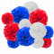 GAKA FAVOR 12er Seidenpapier Pompons Set,Weiß marineblau un Rot Tissue Hängedekoration Papier Pompoms Deko für Hochzeit,Taufe,Geburtstag,Kommunion,Nationalfeiertag Party Deko