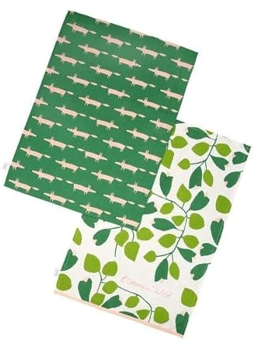 Scion by Dexam Mr Fox Set of 2 Tea Towels - Mint Leaf