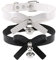 JIHUOO 2 Stücke Damen Gothic Choker PU Leder Halskette Halsband Lederhalsband Verstellbar Kragenchoker Goth Choker Kragen mit Glocke und Bogen für Frauen