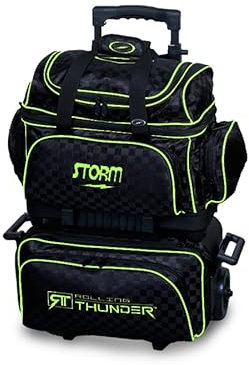 Storm Bowlingtasche mit 4 Bällen, kariert, Schwarz/Limettengrün