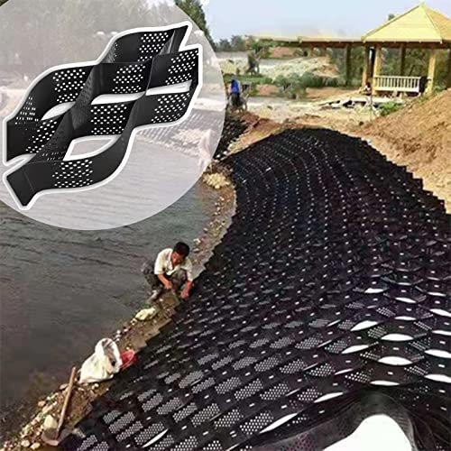 DAKAJA Kiesgitter 40 cm X 40 cm Gefälle Geozelle Geogitter, Erde/Gras/Kies/Erbsenstabilisator, Unterbau-Arbeitsbodengitter, Faltbares und Erweiterbares HDPE-Geogitternetz (Size : 5x10m/16.4x32.8ft)