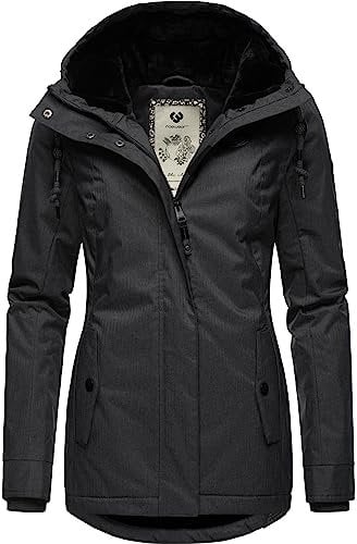 Ragwear Damen warme Winterjacke kurz mit Kapuze Monade Intl Black23 Gr. M