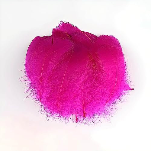 Gänsefedern Fuchsia/Magenta 7-12cm - 100 Stück (5g) - Hochwertige, Flauschige & Natürliche Federn für Basteln, Dekoration, DIY Projekte, Traumfänger, Schmuckherstellung & Mehr