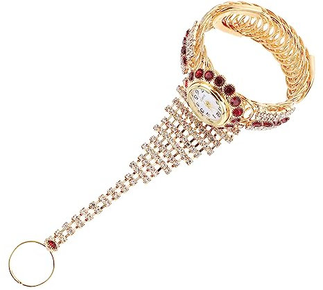 Hemobllo Strassarmbandring Mit Uhr Damenarmbandring Aus Hochwertigem Material Strass-armreif Für Partys Und Bühnenauftritte Elegant Und Glänzend Farbecht Und Rostfrei