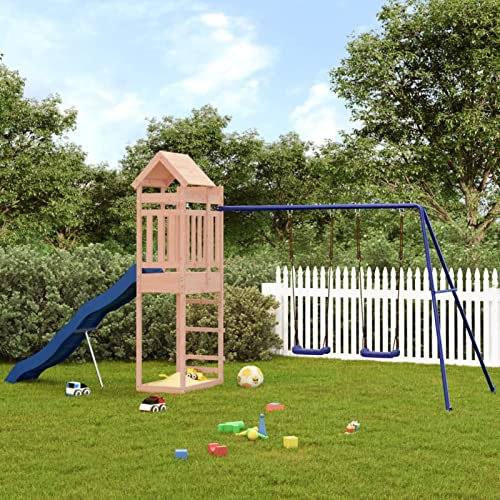 Tidyard Set da Gioco,da Giardino,Esterno,con Scivolo e 2 Altalene,con Tetto,in Legno di Douglas,492x185x238 cm,Giochi Giardino,Parco Giochi Esterno,Altalena,Scivolo,da Giardino in Legno