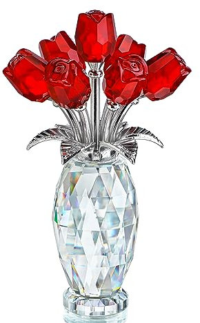 Kristallrosen Blumenfigur Blumenstrauß Ornament aus Glas, Glasrosen Blumengeschenk zum Muttertag, Valentinstag, Weihnachten, Hochzeit