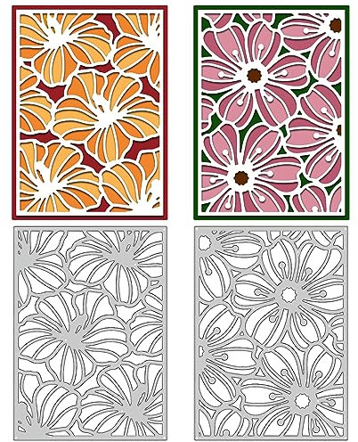GLOBLELAND Blumenrahmen Metallstanzformen, Blumenrahmen Stanzformen, Metallschablonen Für Die Kartenherstellung, DIY, Geätzte Bastelformen, Albumkartenherstellung, Dekorhandwerk