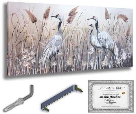 Monica Mirafiori I 100% HANDGEMALT I Gemälde Herons I 120x60cm | Gemälde Handgemalt | Acrylgemälde | Sehr Großes Acrylbild I Moderne Kunst I Kunstbilder