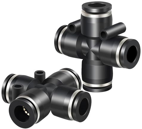 TAILONZ PNEUMATIC 4 Way 4MM OD Straight Push Fittings Plastic Quick Release Connectors Air Line Fittings PZA-4 (Packung mit 5)