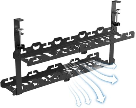 Gestione dei cavi sotto la scrivania, vassoio per cavi sotto la scrivania | Salvaspazio Nessuna perforazione sotto la scrivania Vassoio per cavi per tavolo e ufficio Ngumms