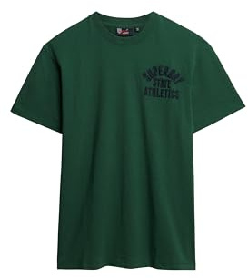 Superdry Herren Besticktes Superstate Athletic T-Shirt mit Logo Piniengrün M