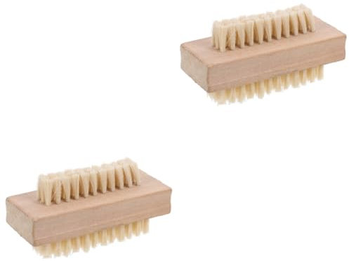 FRCOLOR 2pcs Wooden Nail Brush Double Sided Bristle Dry Body Brush for Nails Feet