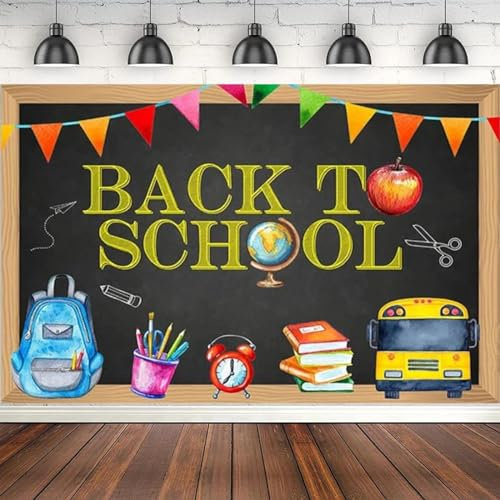 Fotografie Hintergrund Tafel Tasche Bleistift Poster Zurück zur Schule Party Banner Dekor Fotostudio 240cmx180cm