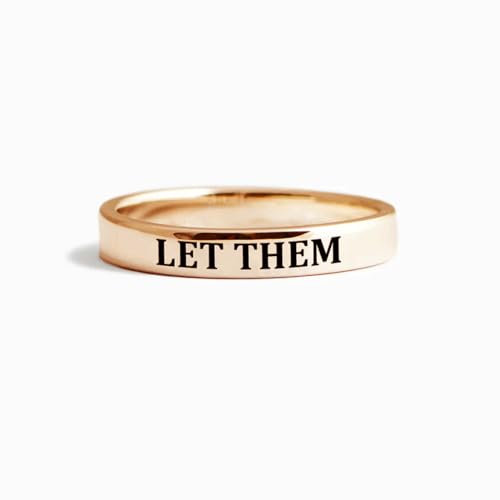 CERAVI Let Them Ring - Let Them Stainless Steel Engraved Ring Jewelry for Women, Besties, Sisters, Best Friends, Self Worth Motivational Gift, Mental Health Inspiration Jewelry (Rose Gold,US 6)