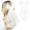 UPUPGO 2 Stück Braut Haarschleife Schleier Weiße Perlen Brautschleier Schleier Braut Haarschleife Schleife Tüll Haarschmuck Hochzeit Brautschleier für Frauen und Mädchen Dickes Haar