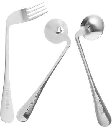 CRILSTYLEO 1 De Vajilla Para Zurdos Cuchara Angulada Para Alimentación Cuchara Angulada Para Comer Cuchara Angulada Para Pacientes Cuchara Angulada Para Ancianos Cuchara Ligera