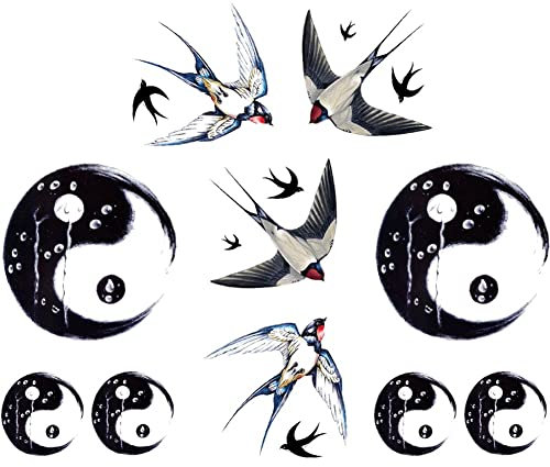 Lpitoy Tatouages temporaires, Tatouage Imperméable, Autocollants De Tatouage Temporaire Chinois Yin Yang pour Enfants Adultes Hommes Femmes