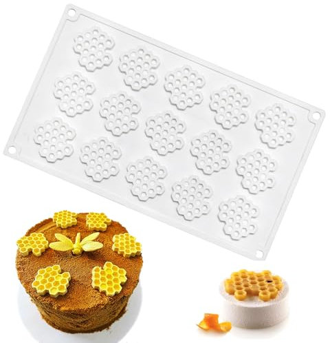 XCSJ Waben-Silikonform 15 Löcher Schokoladenform 3D-Wabenform Kuchenform Mousse Dessert Silikon Formen Backformen Silikon Diy Mold für Schokolade, Backen, Kuchen Dekorationen (Weiß 1)