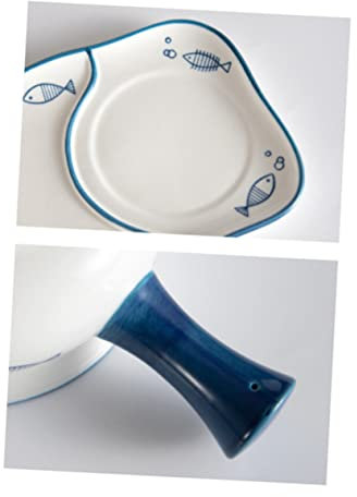 MOLUCKFU Assiette Motif Poisson Vaisselle De Ménage Plat De Service En Porcelaine Plaque à Compartiments Assiettes Blanches Assiettes De Ménage Plat De Service à Sushi Plat En Céramique