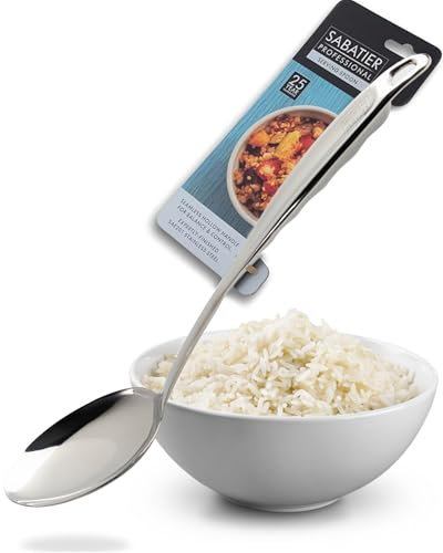 Sabatier - Cuchara profesional grande de metal para servir, de acero inoxidable pulido con espejo, para presentar puré, ensaladas y postres. Construcción sólida, apta para lavavajillas