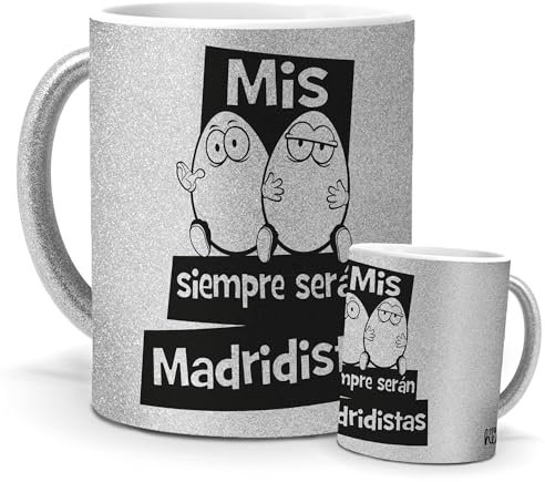 Taza real madrid | Mis huevos siempre seran madridistas | regalo original merengues | Cerámica Purpurina plata | Tazas de Café, Té... | Tazas equipos de futbol | 350 ML