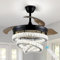 diisunbihuo 42“ Schwarzer Kronleuchter mit Lichtern Dimmbarer LED Kristall Deckenventilator für Schlafzimmer Individuelle 3 LED Farbwechsel mit Timi Memory Funktion