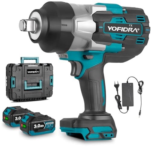 Yofidra 2200Nm Llave de Impacto a Batería, 20V 3/4 Llave de Impacto con 2 Baterías de 3.0Ah, Ajuste de 4 Velocidades, Llave de Impacto para Trabajos Pesados y Cambio de Ruedas