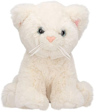 Depesche 13516 TOPModel - Kuscheltier Katze in Weiß, ca. 16 cm großes Plüschtier mit blauen Augen und rosa Nase
