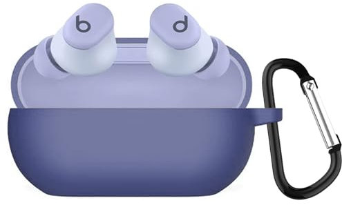 KANOYO Compatible with Beats Solo Buds,Full Body Protection Case,Supports Wireless Charging,Shock Resistant with Beats Solo Buds,With Carabiner (Blue)