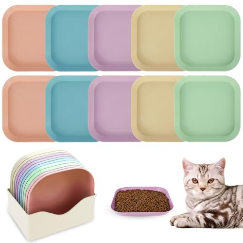 Alaoo Futternapf für Katzen, 10 Stück Futterschale Katze flach, Fressnapf Katze für Katzen Kätzchen Hunde (B)