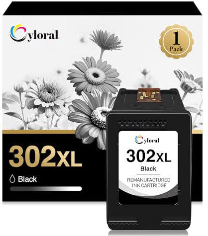 Cyloral 302XL Druckerpatronen für Envy 4511 4512 4520 4525 4528 Deskjet 1110 2133 3630 3636 3639 Officejet 3830 3833 4650 4655 5220 5255 für HP 302 XL(1 Schwarz)