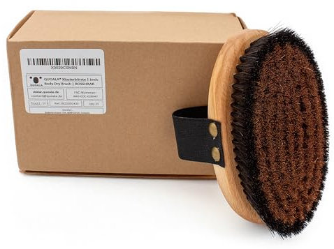 QUOALA® IONIC Rosshaar-Klosterbürste für Detox & Hautpflege – Trockenbürste mit Kupferfasern – 100 % Naturborsten – FSC-zertifiziertes Holz – Made in Germany