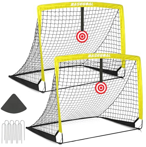 Porta da Calcio Pieghevole 120x90 cm | Porte da Calcio Giardino con Borsa Trasporto, 2 Bersagli & 8 Picchetti | Portatile e Facile da Montare | per Cortile, Spiaggia