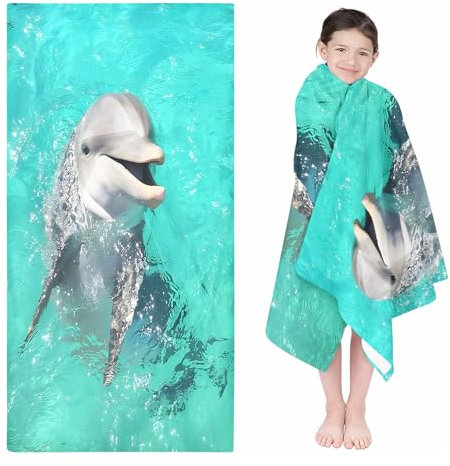 SMchwbc Delphin Strandtuch 90x180 cm Delphin Badetuch Strandlaken Handtücher Seeotter Badetuch Groß 100x200cm Microfaser Somme Handtücher Für Reisen