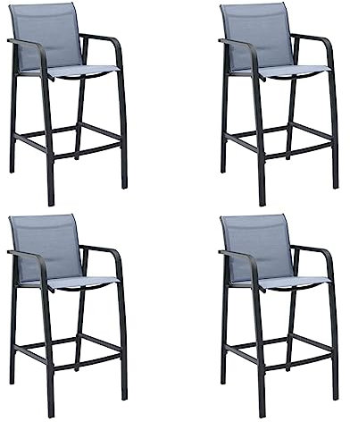 Snsowed Garten-Barstühle 4 STK Hochlehner Gartenstuhl, Gartensessel, Terrassenstühle, Balkon Stuhl, Balkonstuhl, Grau Textilene