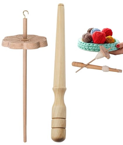 Handspindel aus Holz – Spinnrad für Anfänger, kreatives Zubehör für Frauen – Stricken, Weben und