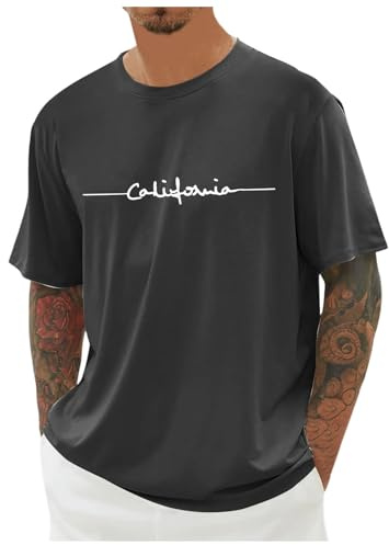 Sport Tshirts Herren Kurzarm T-Shirts Funktionsshirt Laufshirt Schnelltrocknend Atmungsaktive Sommer Fitnessshirt Trainingsshirt für Running, Schwimmshirt Freizeithemd Schlupfbluse,L