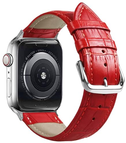 SZYXMY Compatible with Apple Watch Bands 49mm 46mm 45mm 44mm 42mm 41mm 40mm 38mm Alligator-Embossed Genuine Leather Replacement Straps Unisex Fits Series 11/10/9/8/7/6/5/4/3 Ultra/SE 3/2/1