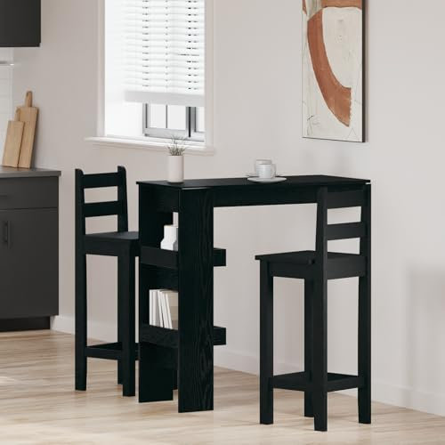 Teenpull Bartisch, Wandmontage, Modern, Schwarz, Eiche, Holzwerkstoff, Platzsparend für Küche, Esszimmer, Zuhause