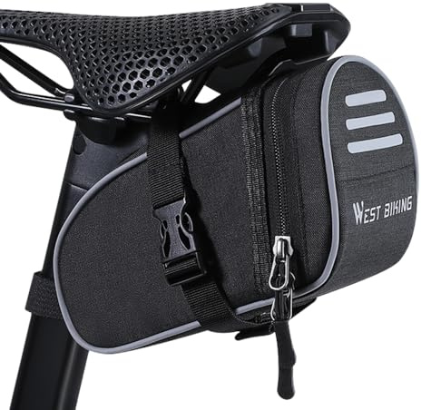 ZIMAOER Fahrrad Satteltasche 1L – Kleine Fahrradtasche unter dem Sattel, wasserdichte Satteltasche mit Rücklicht-Halterung, Werkzeugtasche für MTB Rennrad Trekkingrad