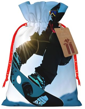 Snowboard-Bild-Druck, Weihnachtstüten, Urlaubsgeschenk, Kordelzug, Geschenksäcke, Geburtstag, Weihnachten, Partygeschenke