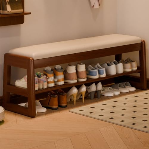 Dexinhdh Bank Am Fußende des Bettes, Multifunktionale Eingangsbank Mit Internem Stauraum, Schuhwechselhocker Aus Holz Mit A-förmigen Hockerbeinen Für Wohnzimmer, Esszimmer Und Büro(120cm)