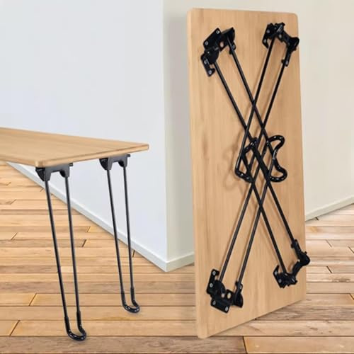 AUJLKJOUV 4 Pièces Pieds de Table Pliables en Épingle à Cheveux Métal,pour Table de Camping Pliante,pour Ordinateur Portable Meubles DIY,Noir