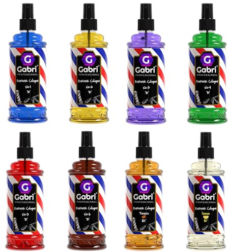 Gabri Professional 8 x Barber Cologne Aftershave je 400 ml | mit kühlender Wirkung | 8 unterschiedliche Düfte | für stilbewusste Männer