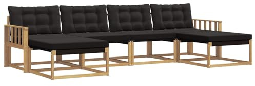 vidaXL Outdoor-Sofagarnitur mit Kissen 6 pcs Weiß und Schwarz, Garten, modernes Outdoor-Sofa, Sitzgruppe für den Patio, Terrassenmöbel für entspanntes Chillen