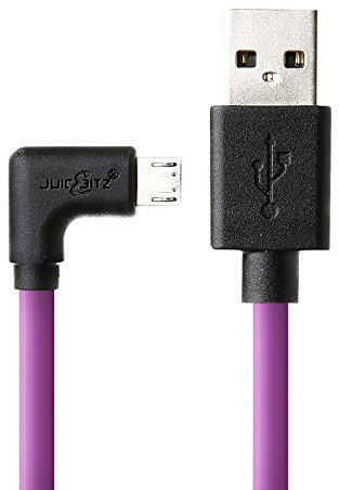 JuicEBitz Rhinocables Câble USB 2.0 type A vers micro USB coudé pour téléphones et tablettes Android Samsung, Huawei, LG, Sony Xperia, HTC, etc. Violet 5 m