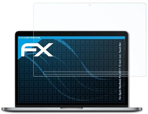atFoliX Lámina Protectora de Pantalla compatible con Apple MacBook Pro 2017 15 inch incl. Touch Bar Película Protectora, ultra transparente FX Protector Película (Set de 2)
